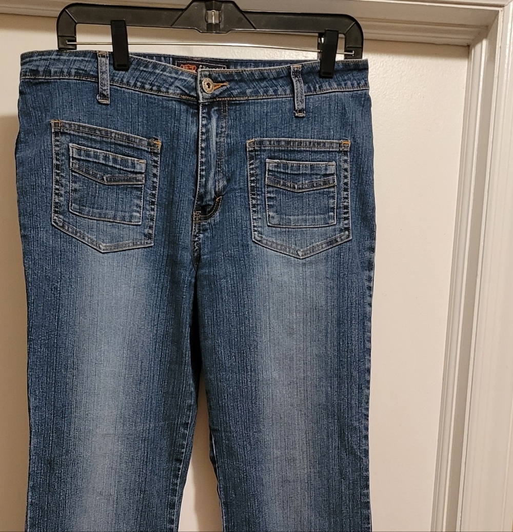 Y2K Route 66 Women's Blue Flare Jeans SIZE 12